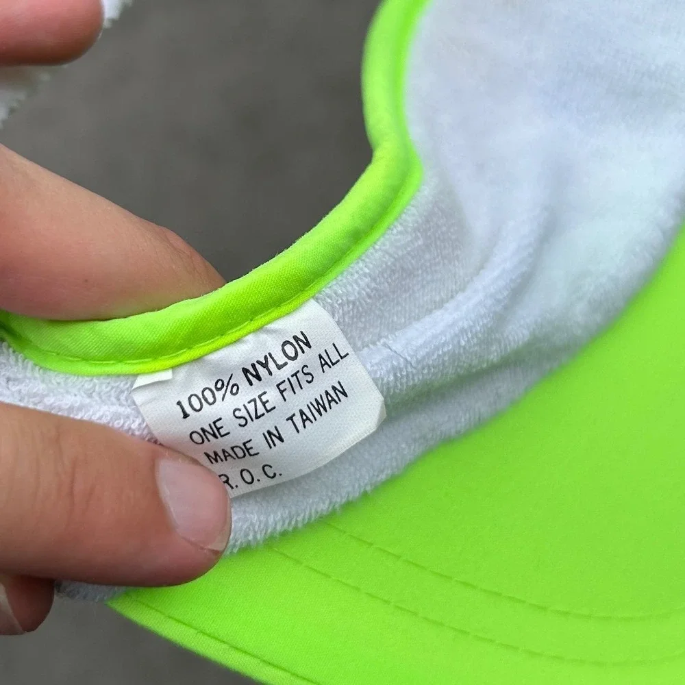Vintage The Performer Neon Green Visor Golf Tennis Sports Hat Cap One Size Y2K